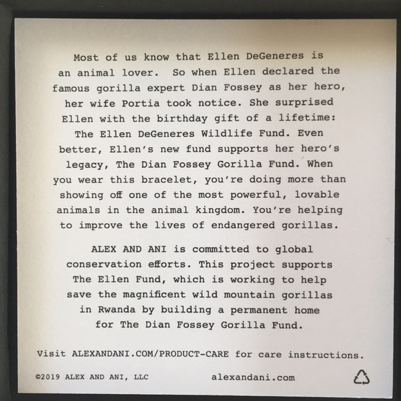 🆕Alex and Ani Ellen Fund Gorilla Bracelet & cards - Picture 8 of 8